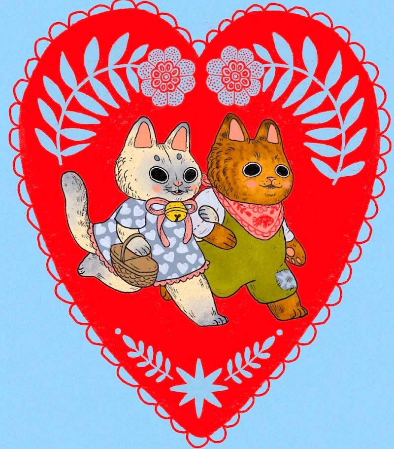 Marika Paz Illustration - We're A Purrfect Match Card