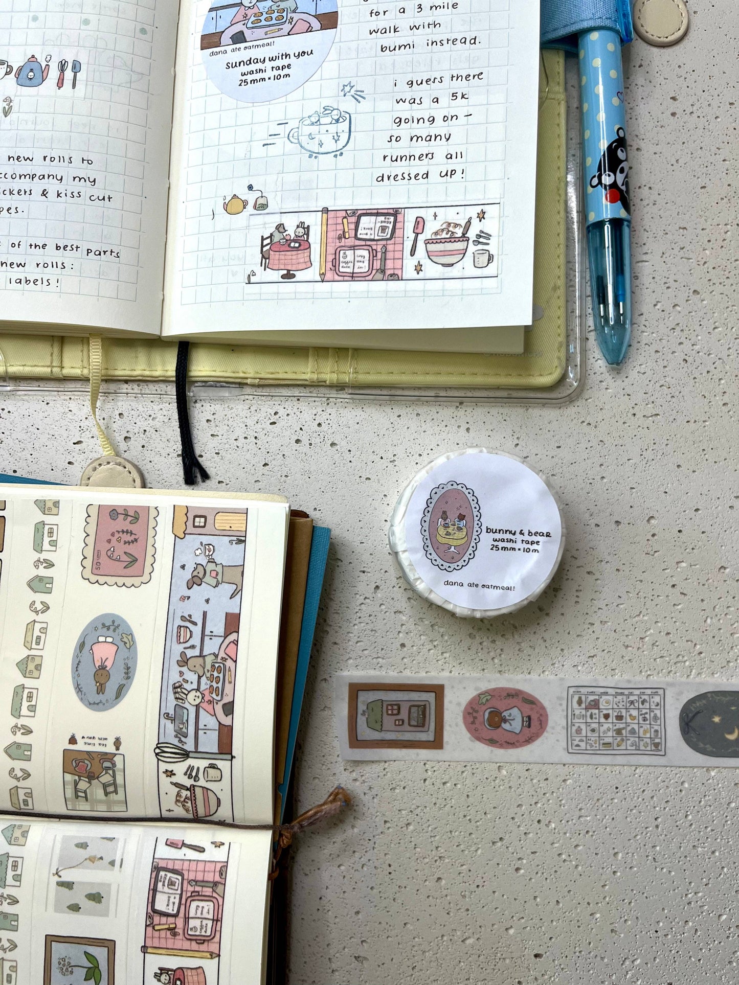 dana ate oatmeal! - Bunny and Bear Washi Tape