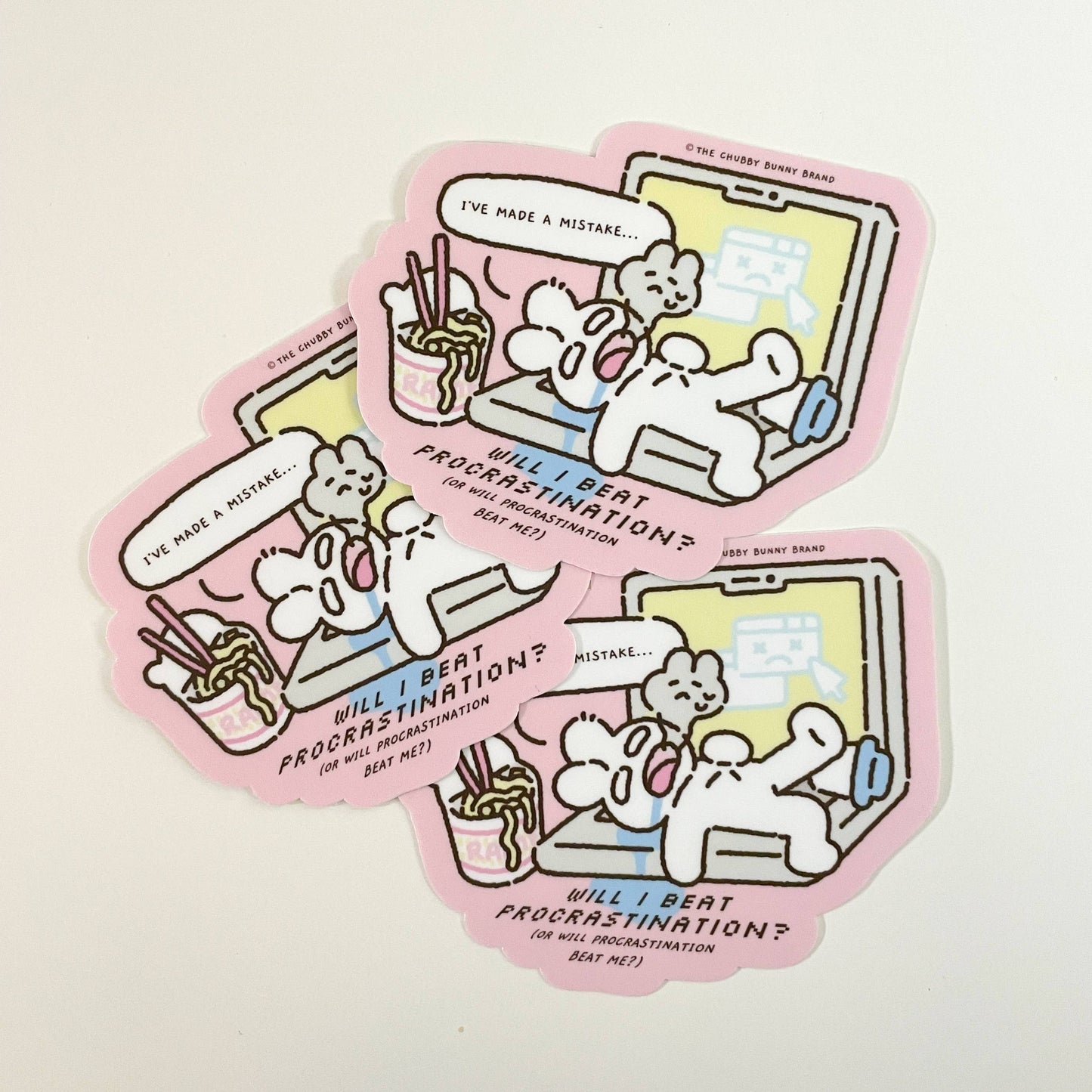 The Chubby Bunny Brand - Will I Beat Procrastination? Vinyl Sticker