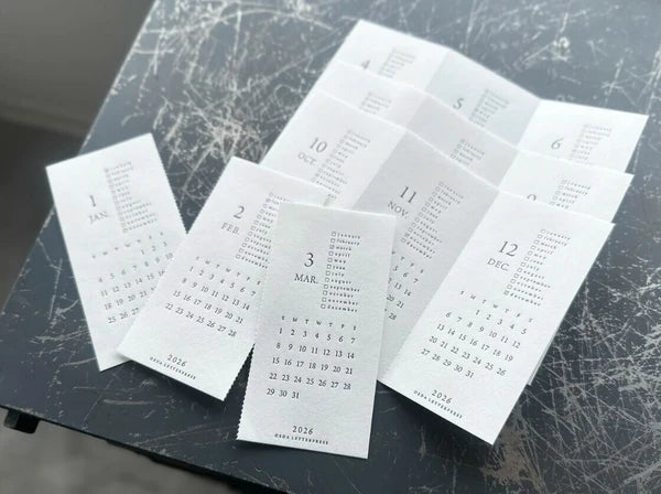 Oeda Letterpress - Mini Letterpress 2026 Calendar