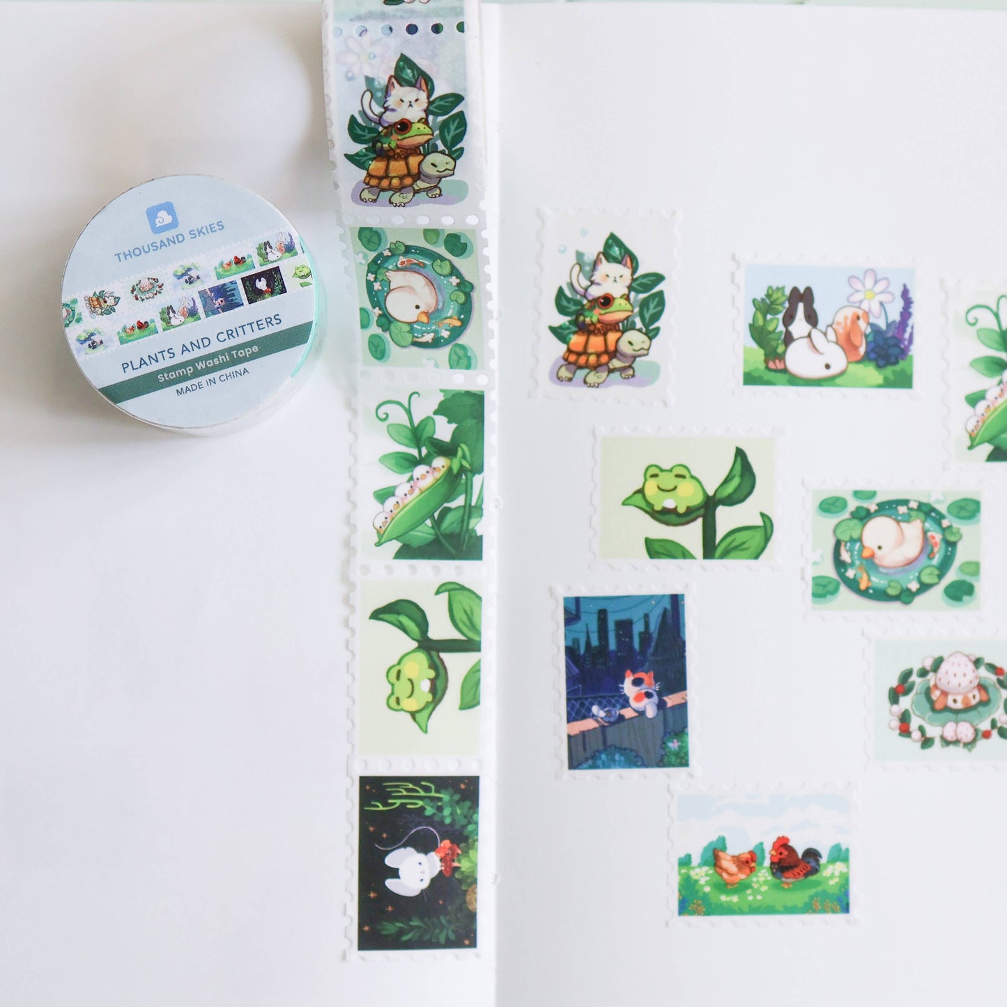 Thousand Skies - Stamp Washi Tape - Plants and Critters