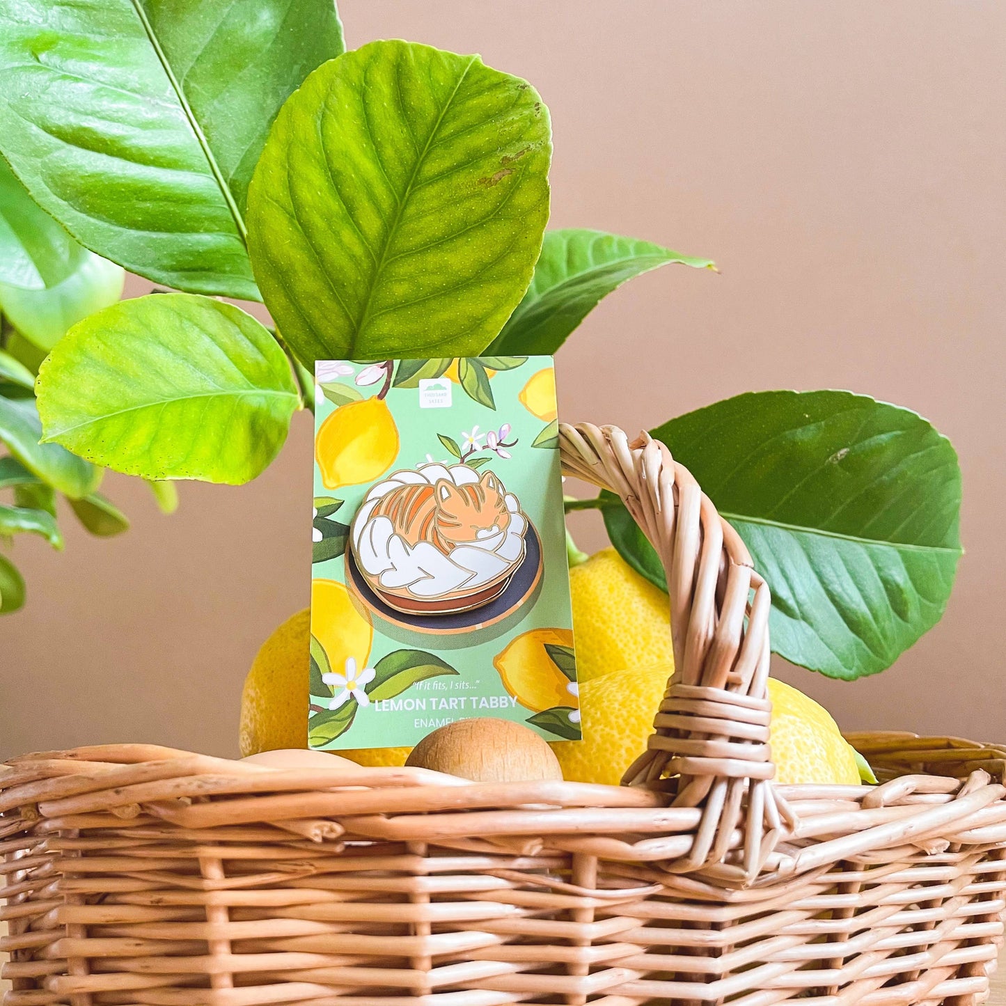 Thousand Skies - Enamel Pin - Lemon Tart Tabby Cat - Orange