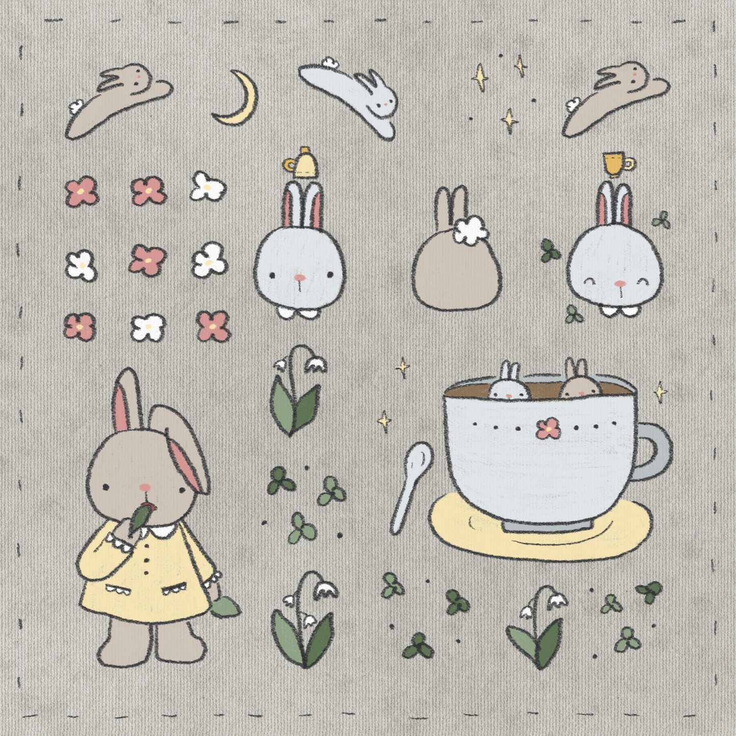 dana ate oatmeal! - Bunny Washi Sticker Sheet