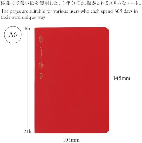 Stalogy 365 Days Notebook - A6, Red