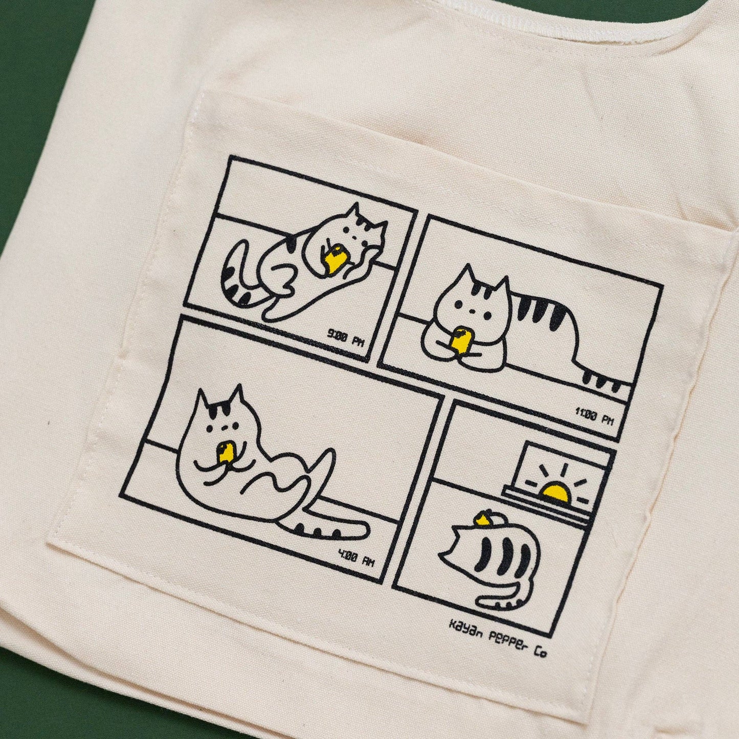 Kayan Pepper Co. - Doom Scrolling Cat - Screen Printed Heavy Canvas Tote Bag