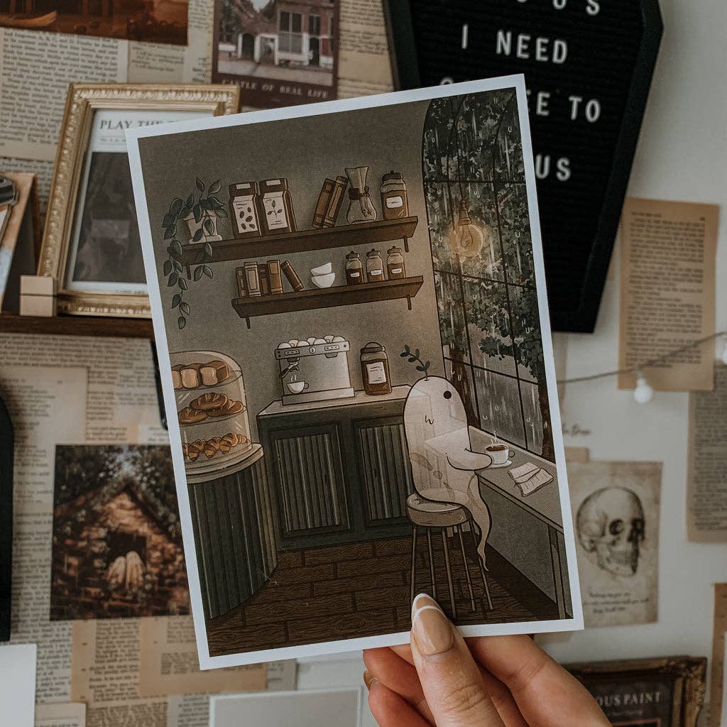 Savannah Scribbles Shop - Art Print - Ghost at the Café