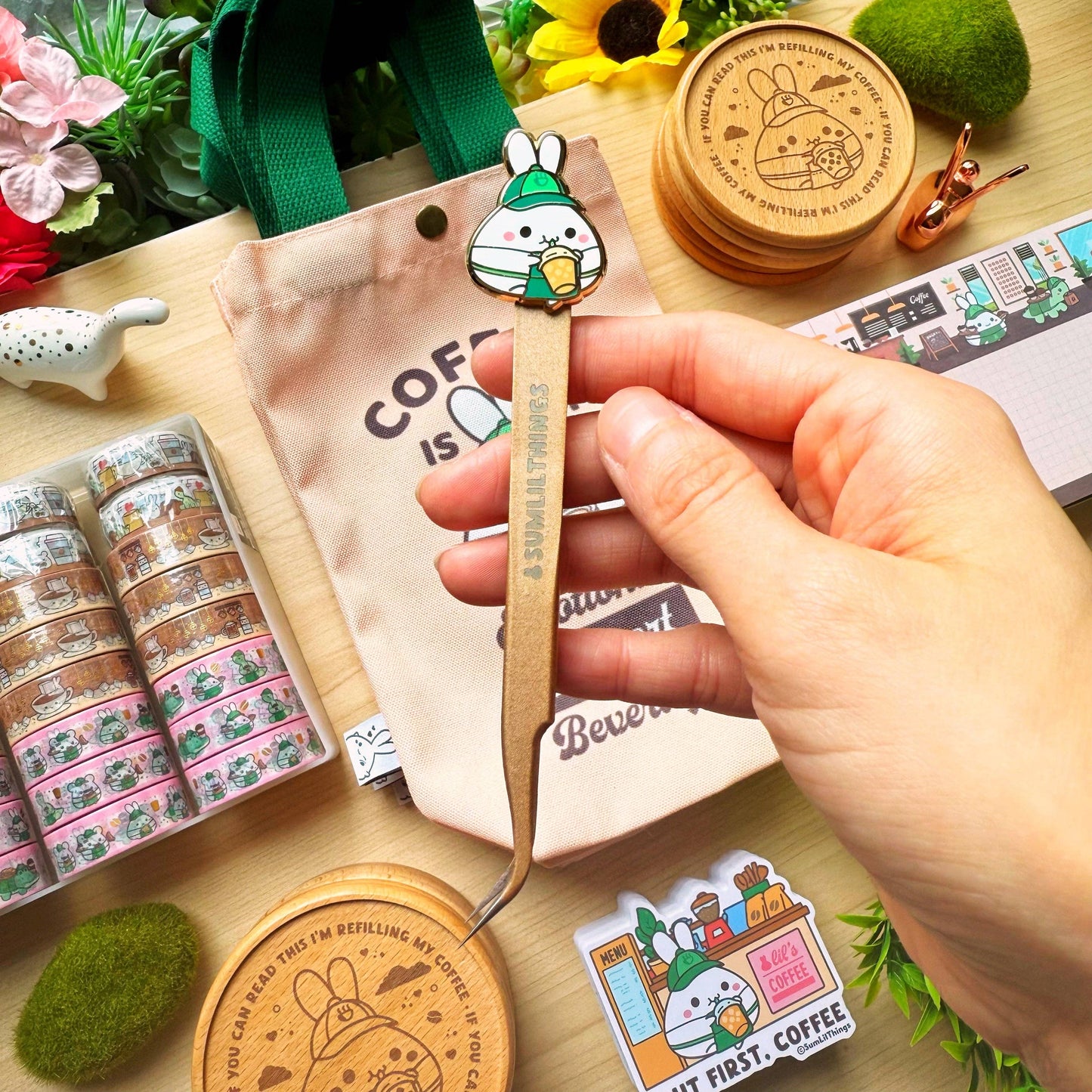 SumLilThings - Enamel Sticker Tweezer - Lil' Coffee Run (Fine Point)