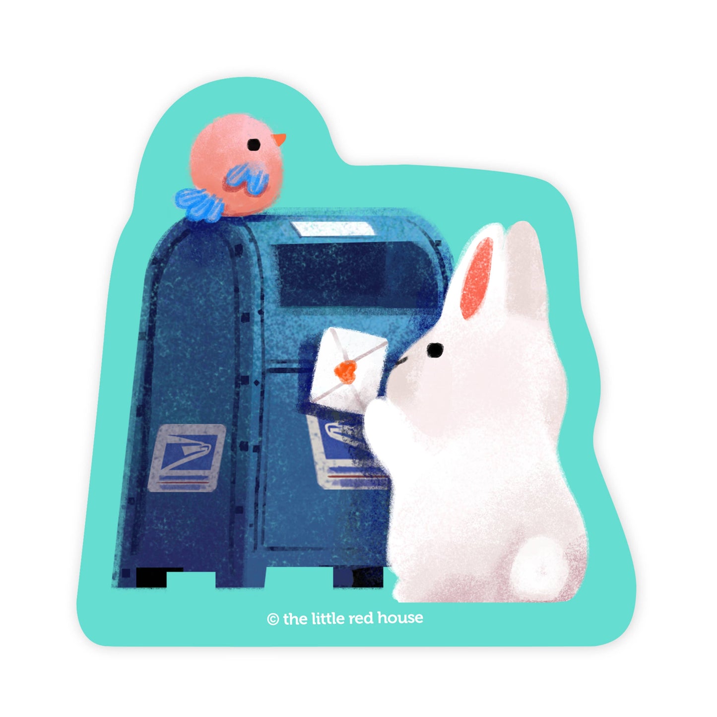 The Little Red House - White Bunny Mail Vinyl Sticker