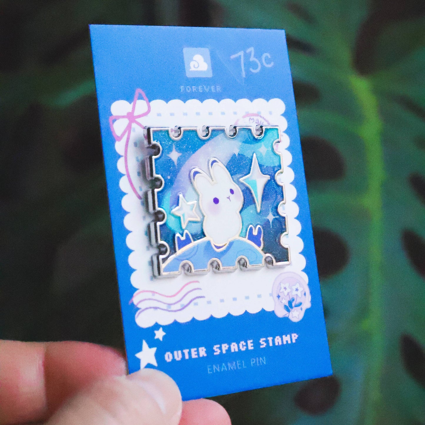 Thousand Skies - Enamel Pin - Rabbit in Outerspace Stamp