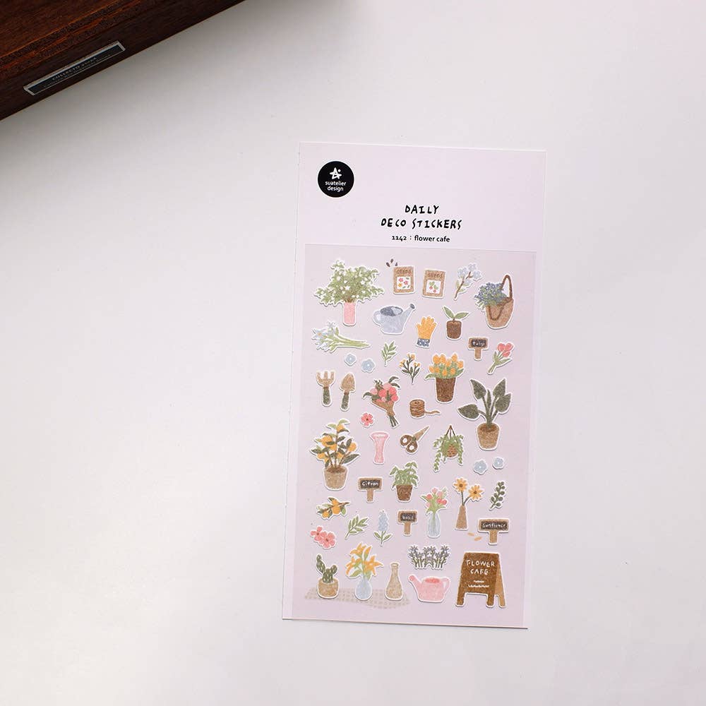 Suatelier Daily Deco Stickers - No.1142 | Flower Cafe
