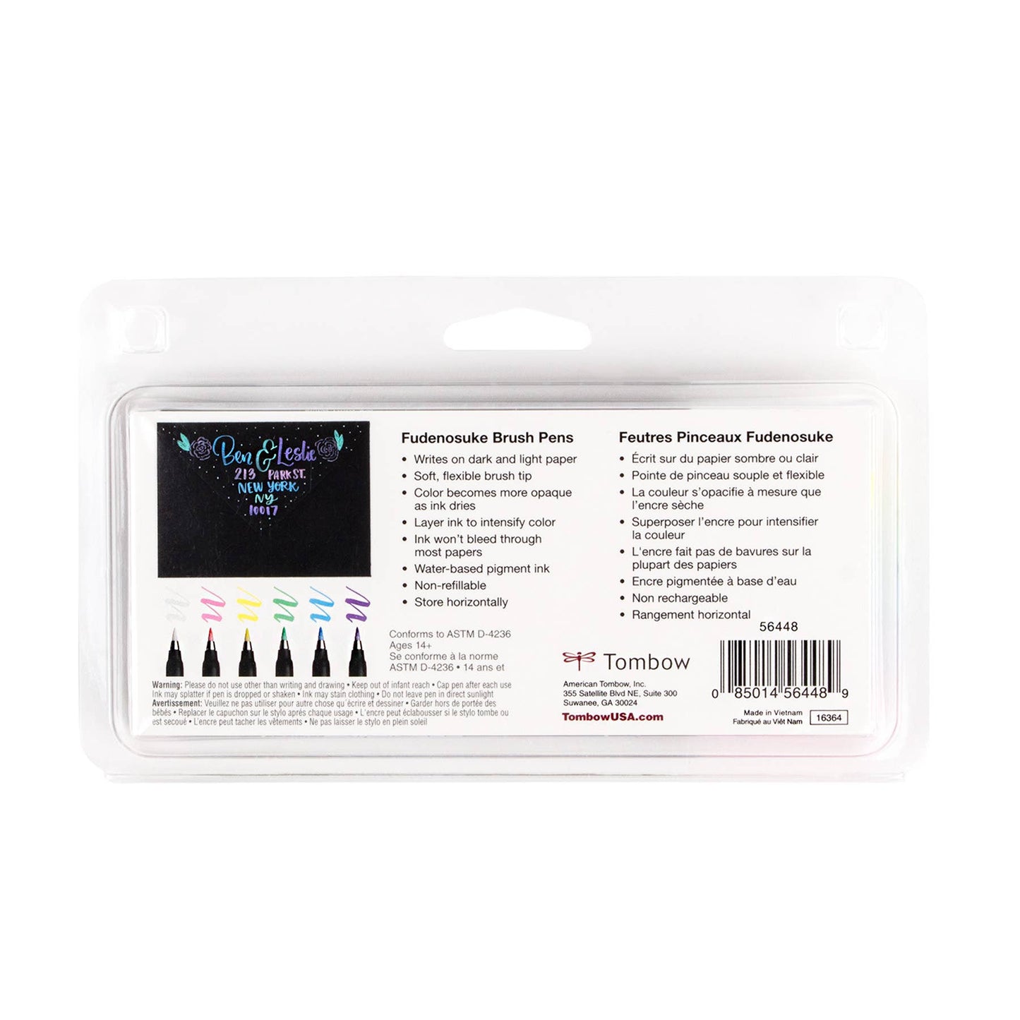 Tombow - Fudenosuke Pastel Calligraphy Brush Pens - Set of 6