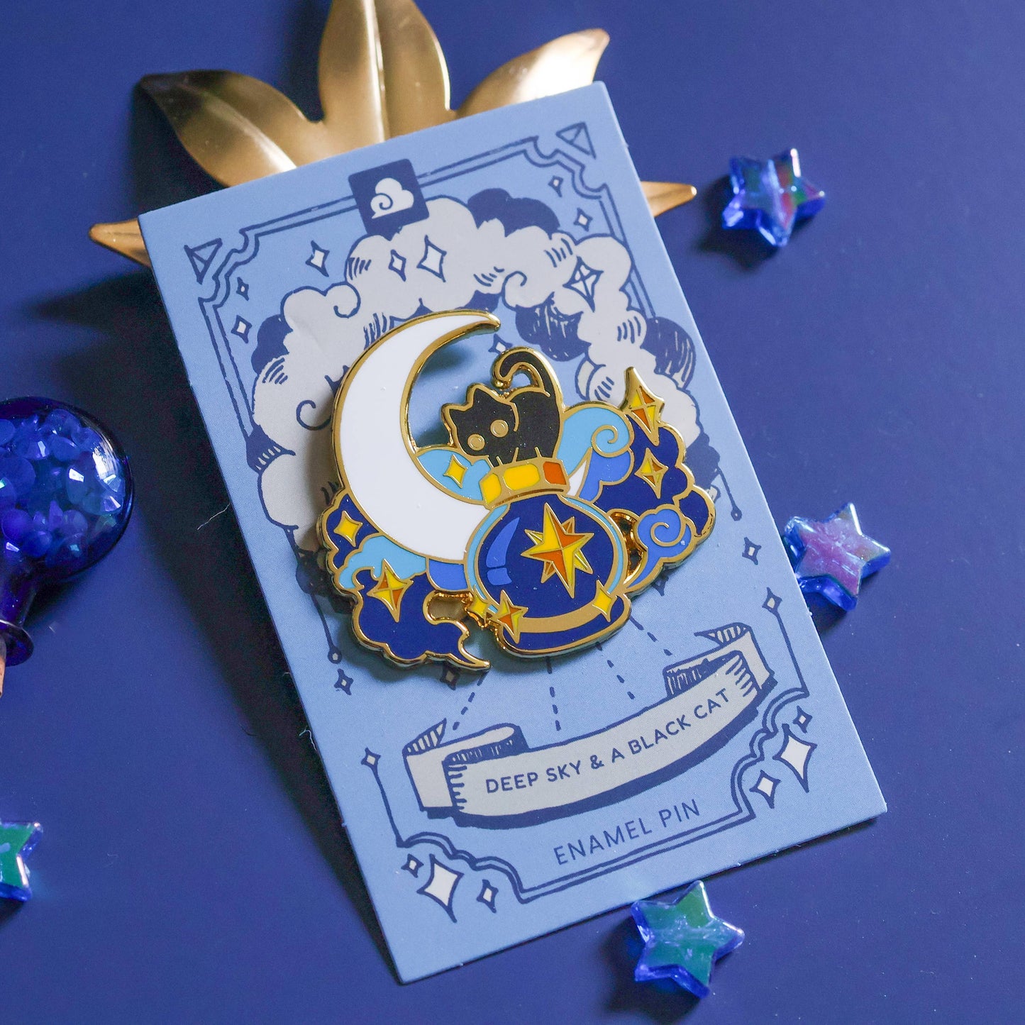 Thousand Skies - Enamel Pin - Deep Sky and a Black Cat