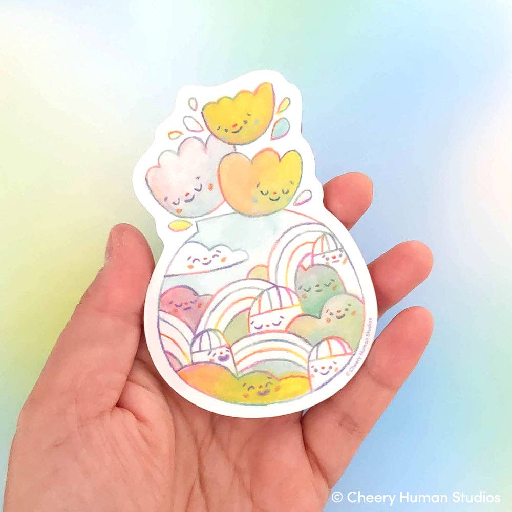 Cheery Human Studios - Vinyl Sticker - Tiny Worlds: Rainbow Town + Flowers