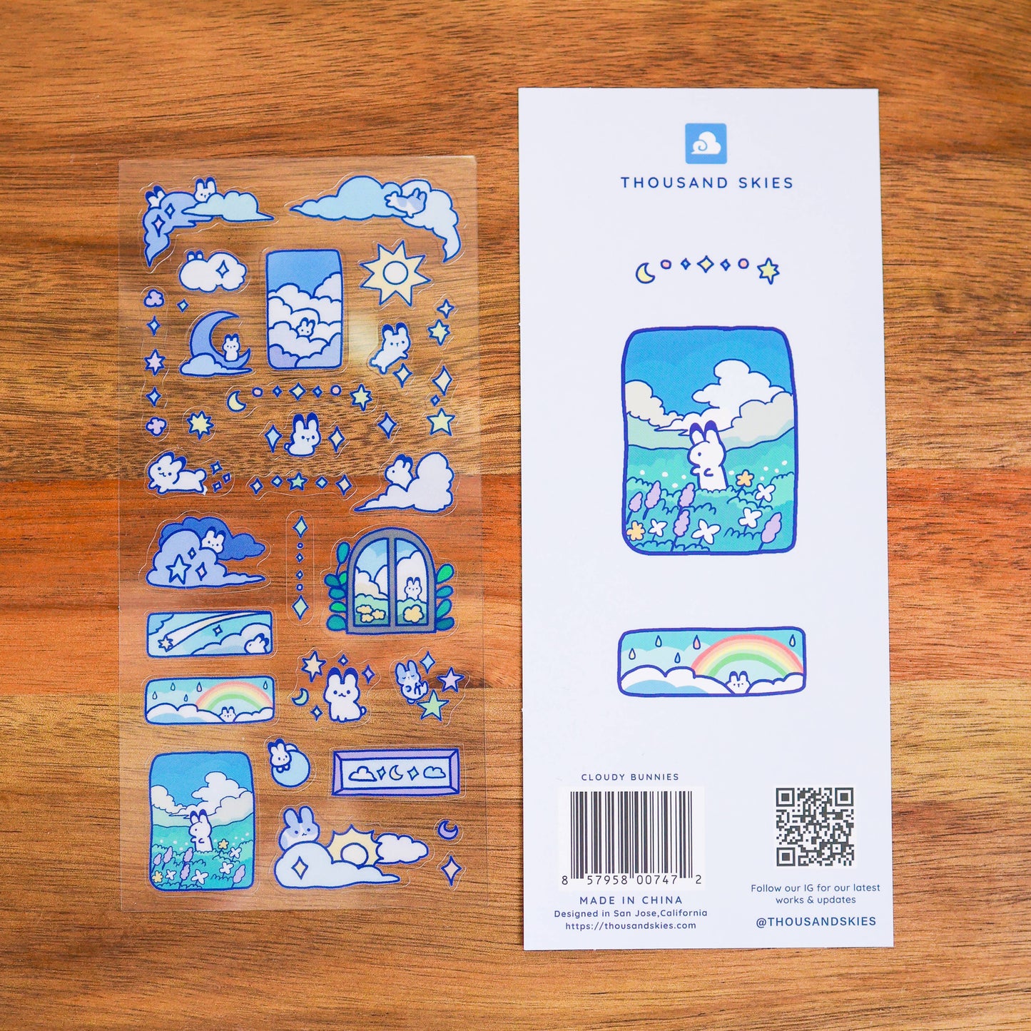 Thousand Skies - Clear Sticker Sheet - Cloudy Bunnies