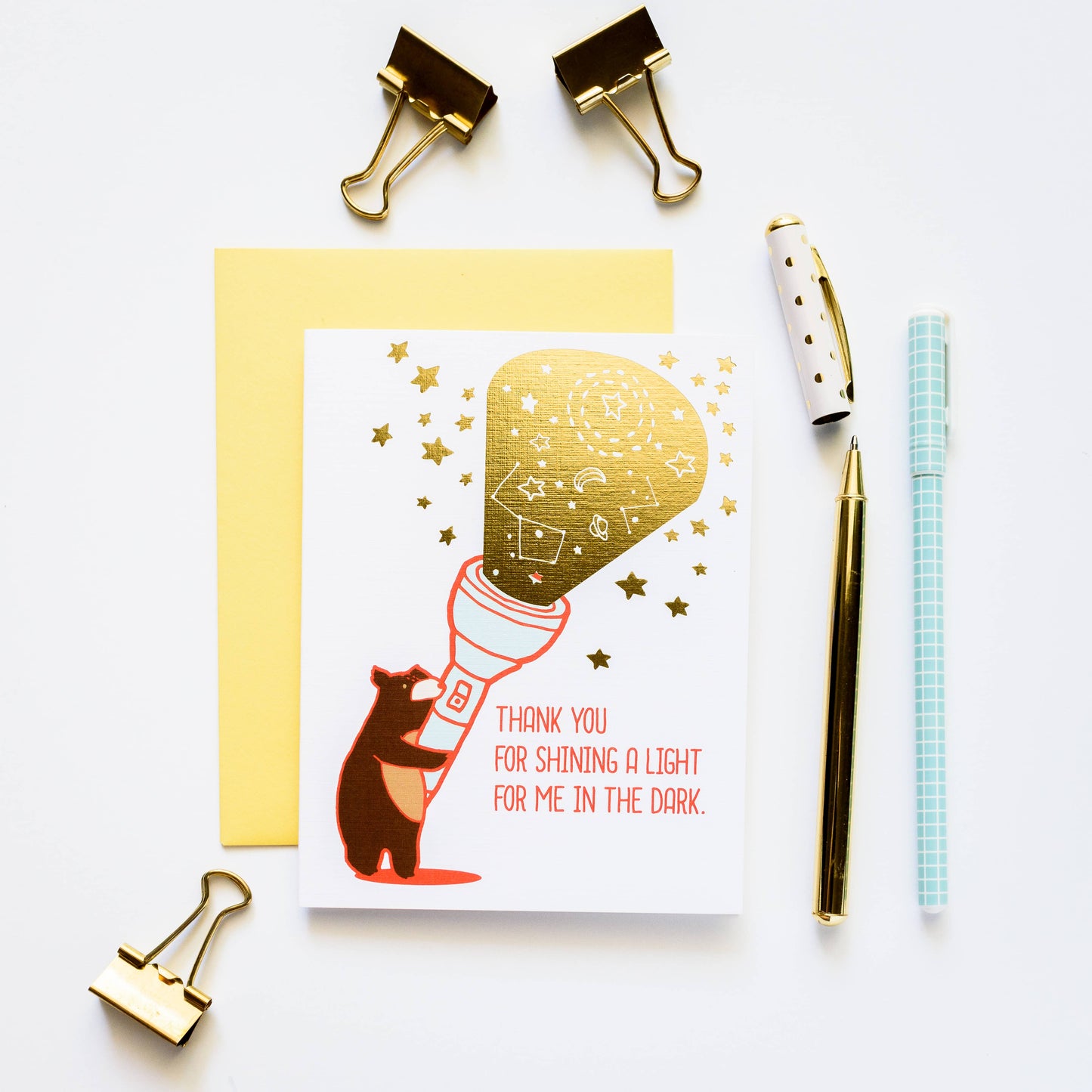 ILOOTPAPERIE - Thank You For Shining a Light Gold Foil Greeting Card