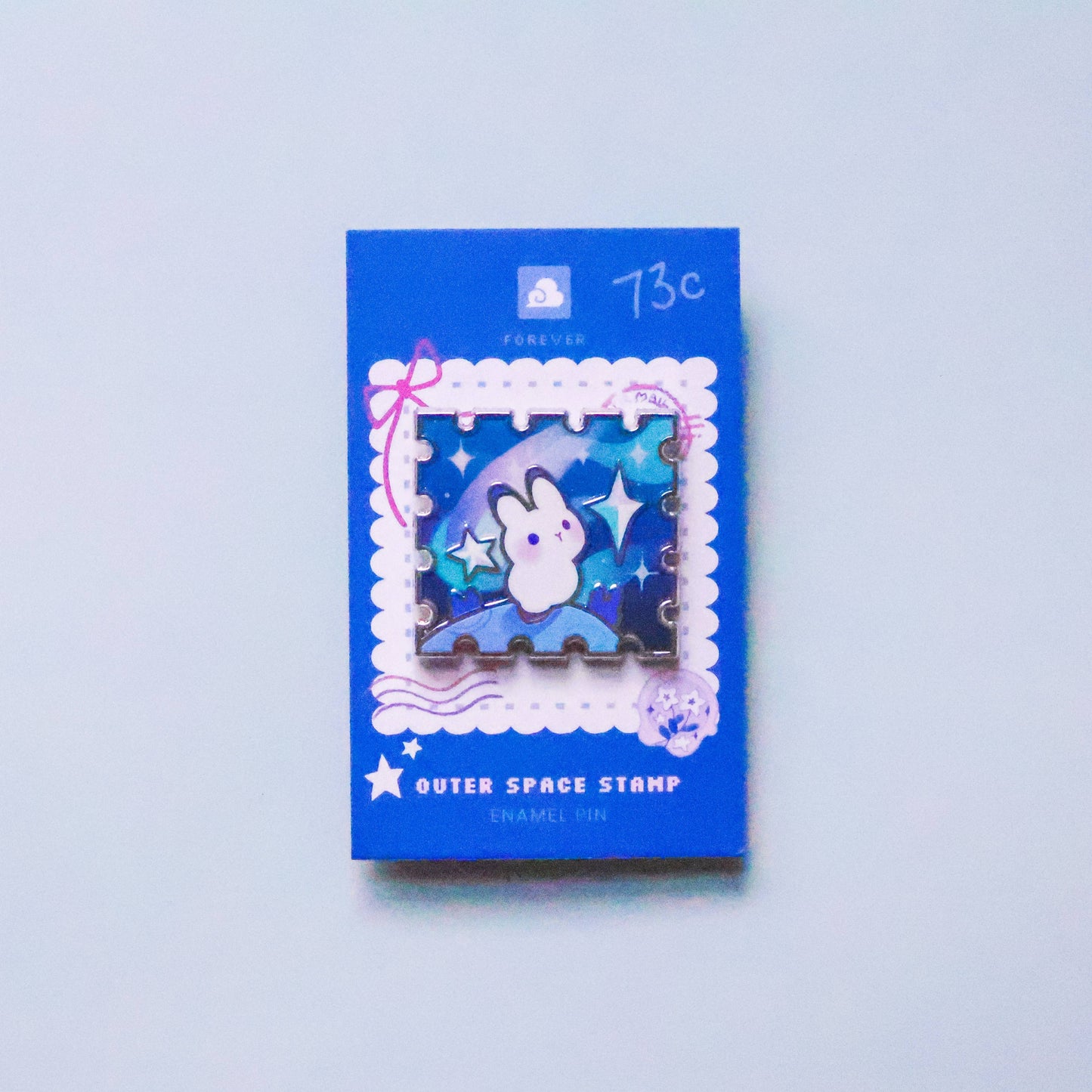 Thousand Skies - Enamel Pin - Rabbit in Outerspace Stamp