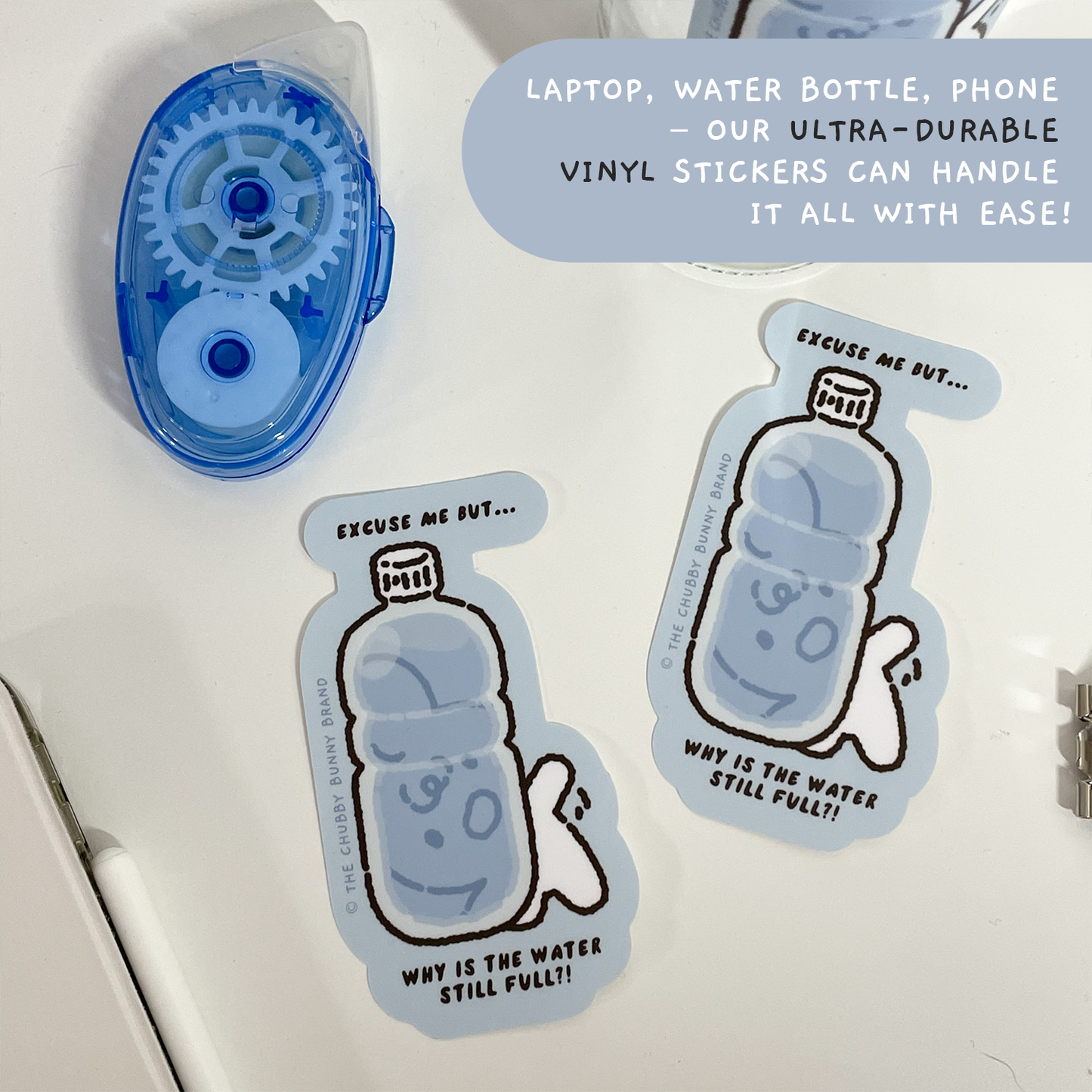 The Chubby Bunny Brand - Drink More Water Vinyl Sticker