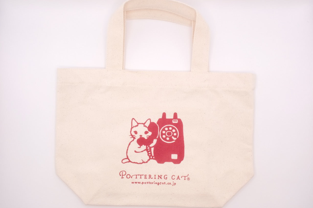 Pottering Cat - Small Canvas Cotton Bag - Telephone