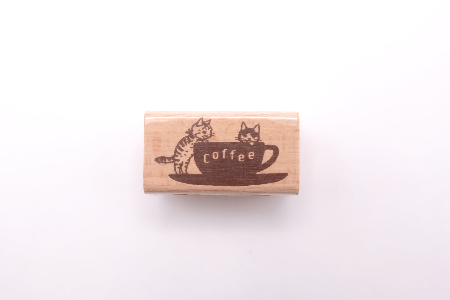 Pottering Cat - Large Rubber Stamp - Coffee Cup