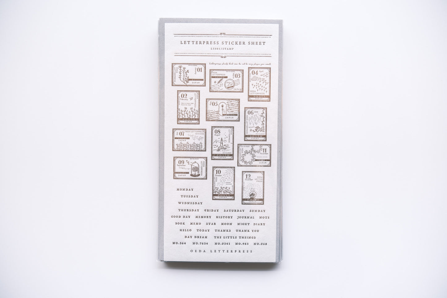 Oeda Letterpress Sticker Sheet - Bronze Stamps