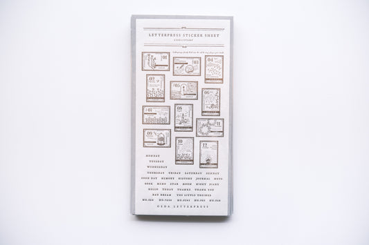 Oeda Letterpress Sticker Sheet - Bronze Stamps