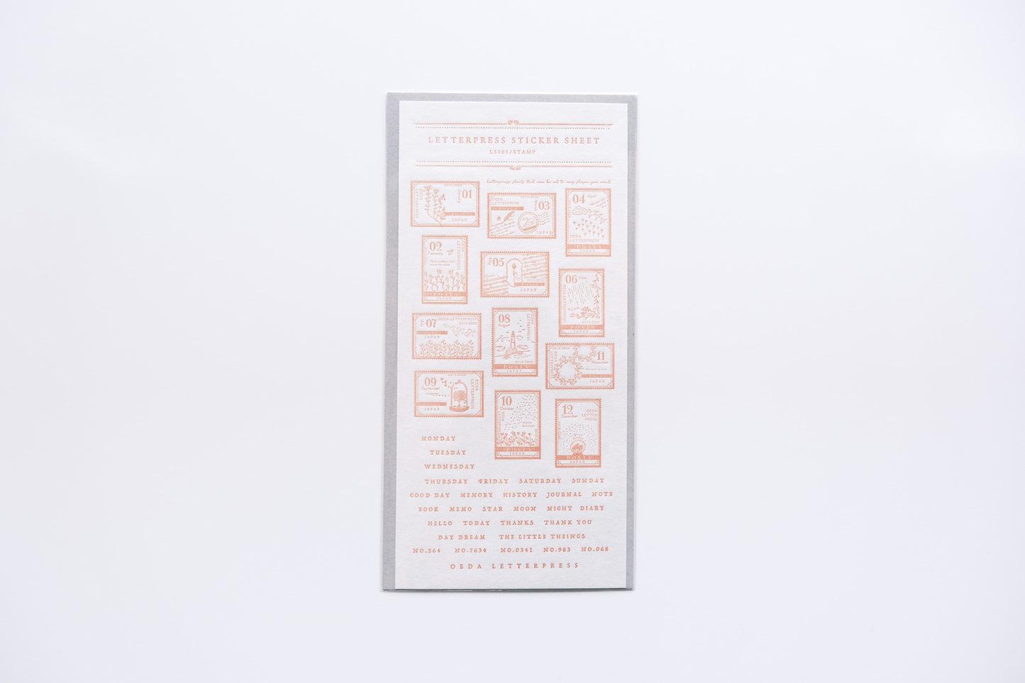 Oeda Letterpress Sticker Sheet - Botanical Pink Stamps