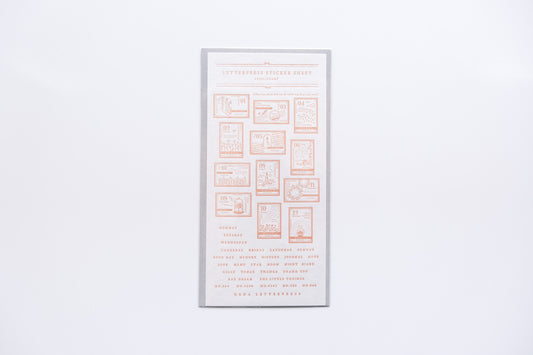 Oeda Letterpress Sticker Sheet - Botanical Pink Stamps