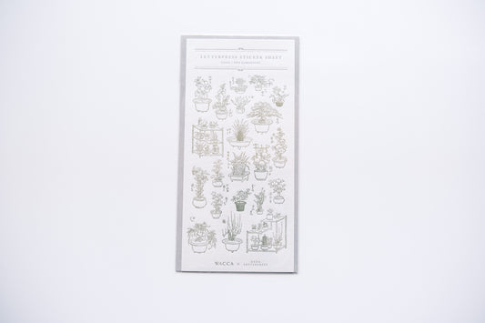 Oeda Letterpress Sticker Sheet - Edo Gardening - Greenish Brown