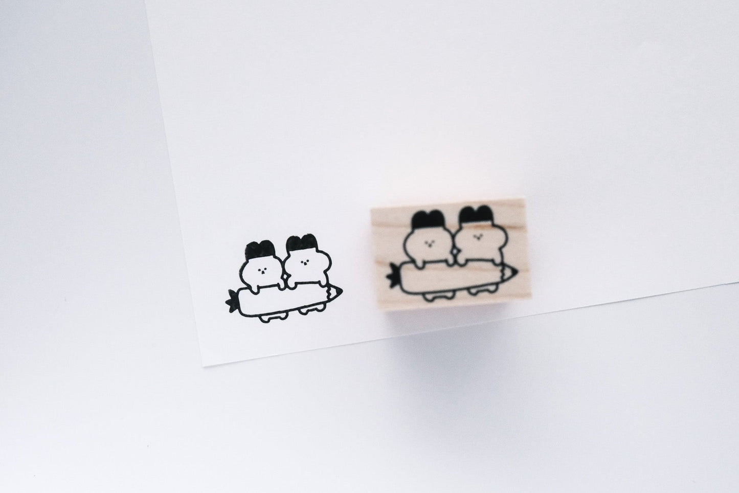 Ikhanko Stamp - Rabbits with Carrot Pencils