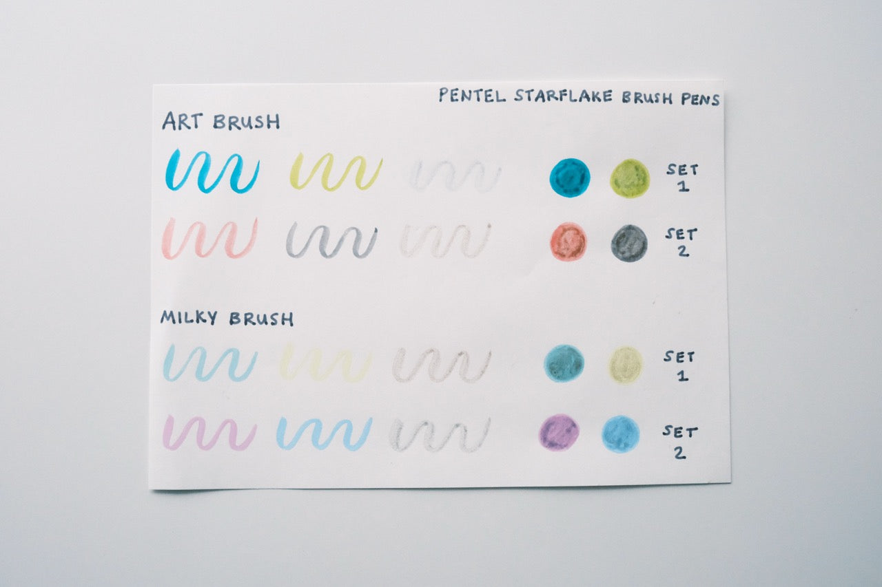 Pentel Starflake Brush Pens - Milky Brush Set 1
