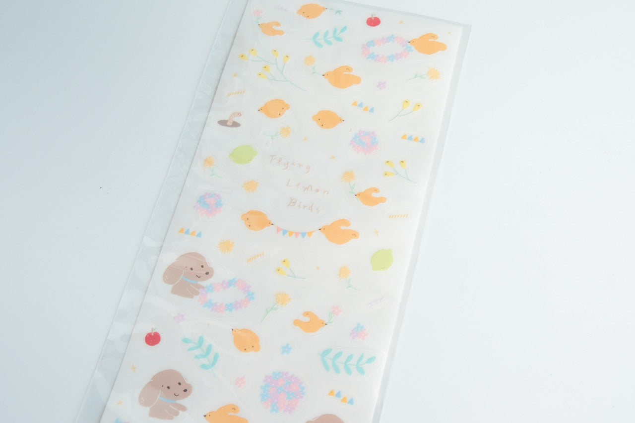 Ginny Lambkin - Clear Kiss-Cut Sticker Sheet - Flying Lemon Bird