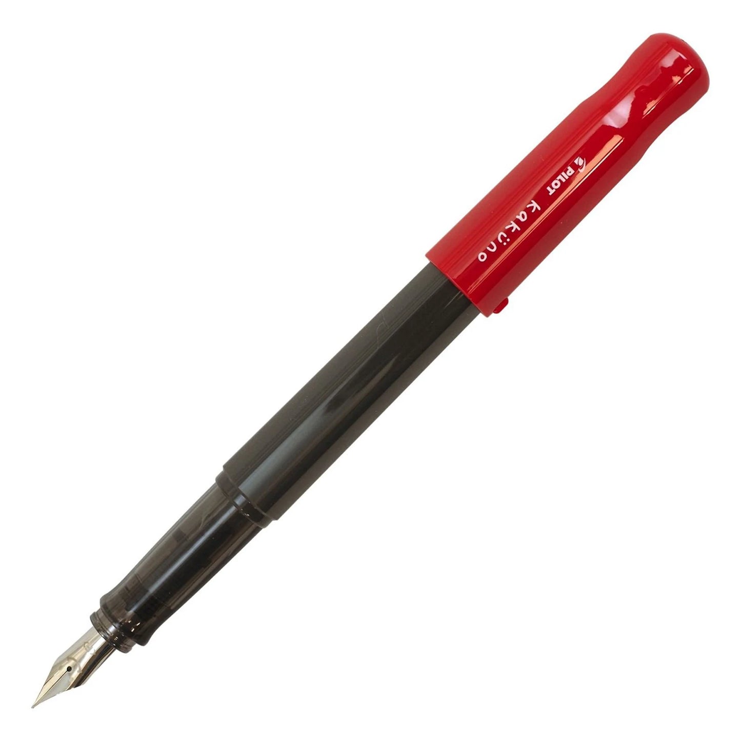Kakuno Fountain Pen - Medium Nib, Gray Barrel/Red Cap