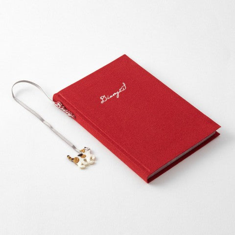 Midori Diary With Embroidery Bookmark - Cat