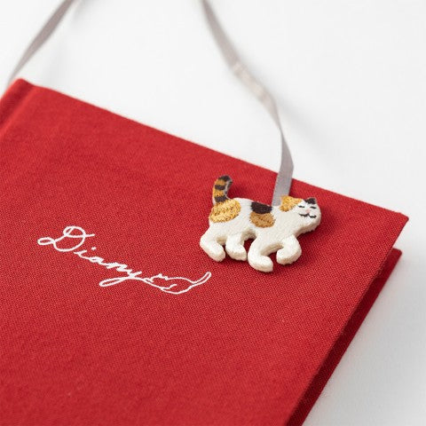 Midori Diary With Embroidery Bookmark - Cat