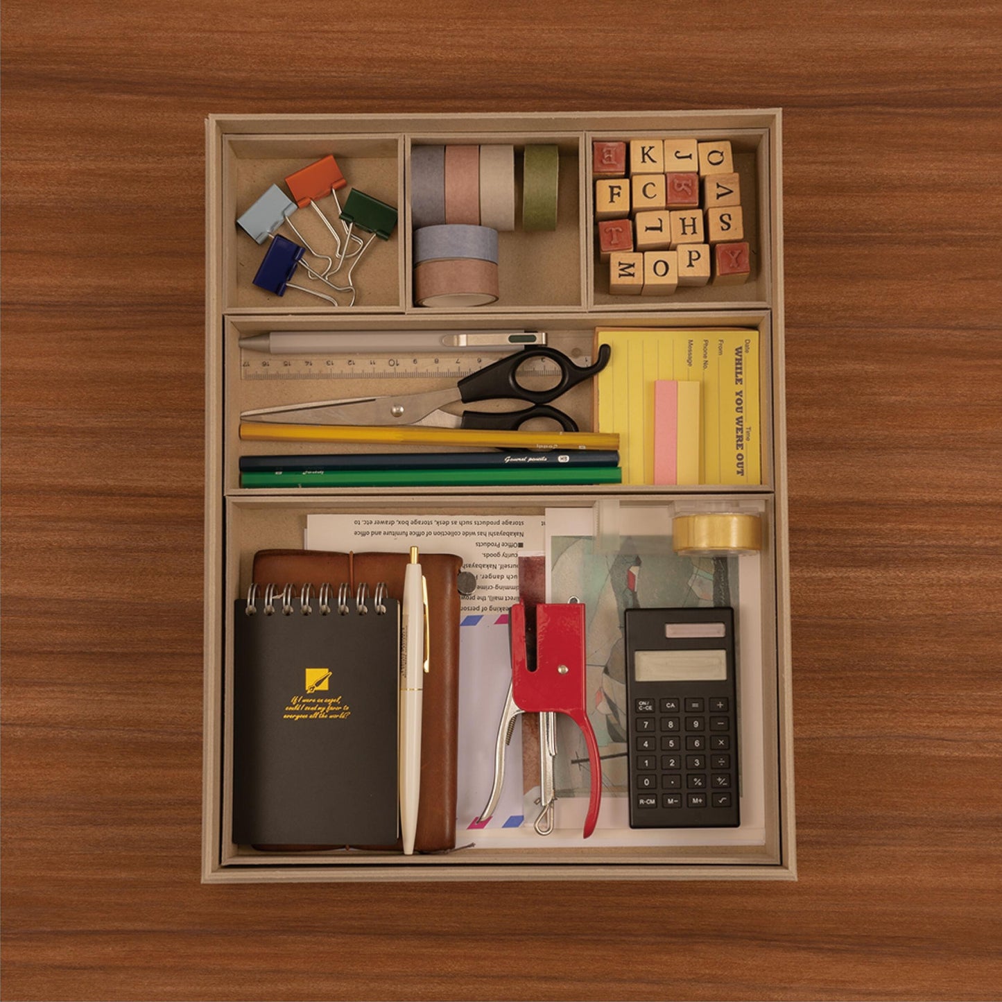 Nakabayashi Organizing Bento Box - A4 - Light Brown