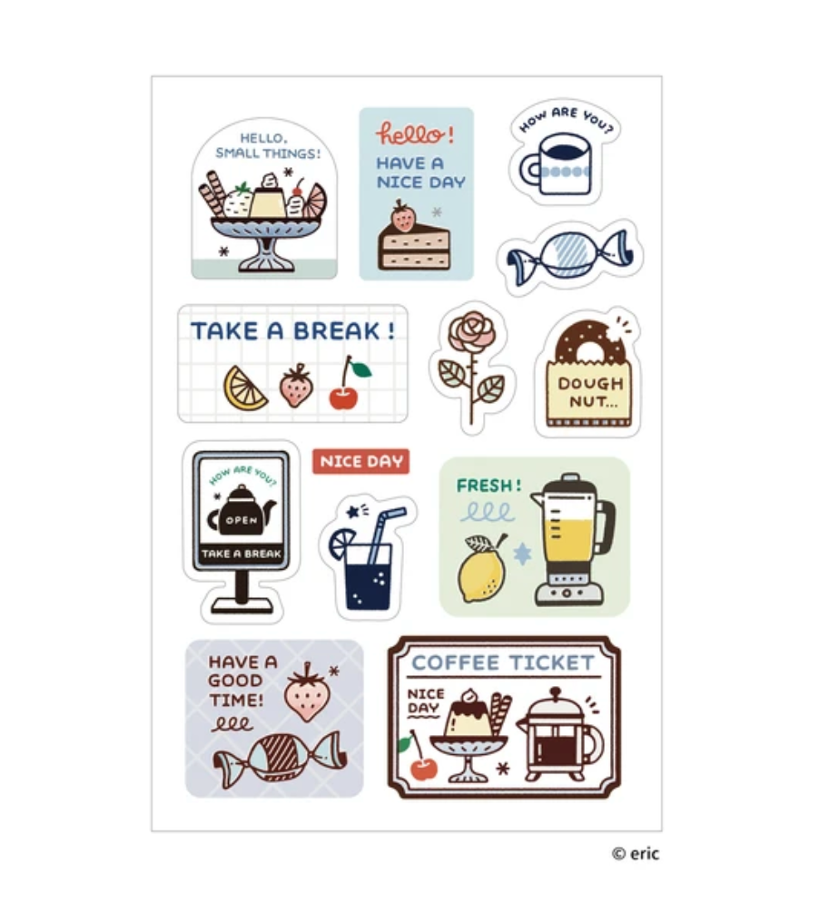 Sanby x Eric Small Things Multi Sticker Sheet - Tea Time