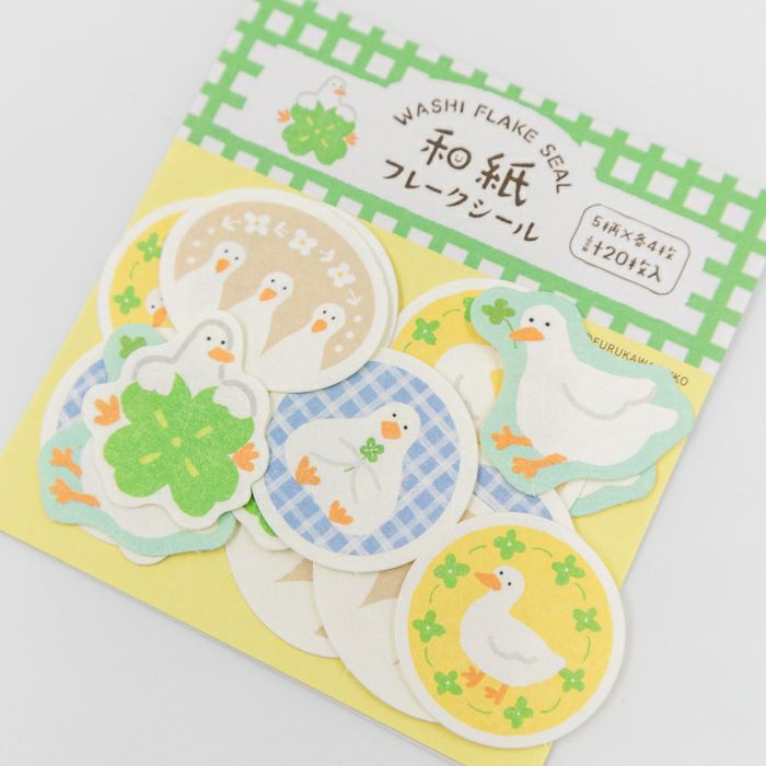 Furukawashiko Washi Flake Stickers - Clover And Ducks