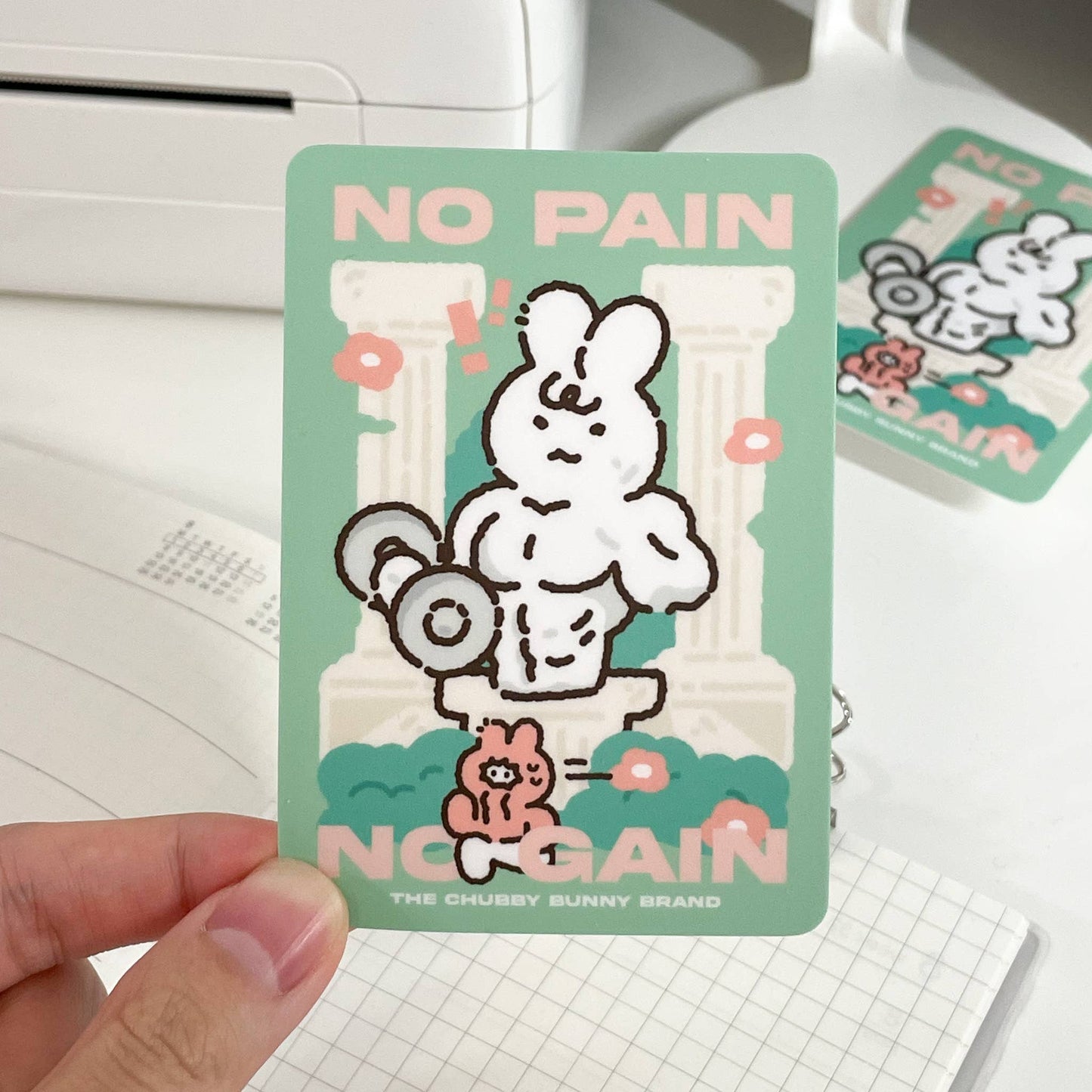 The Chubby Bunny Brand - No Pain No Gain Workout Vinyl Sticker