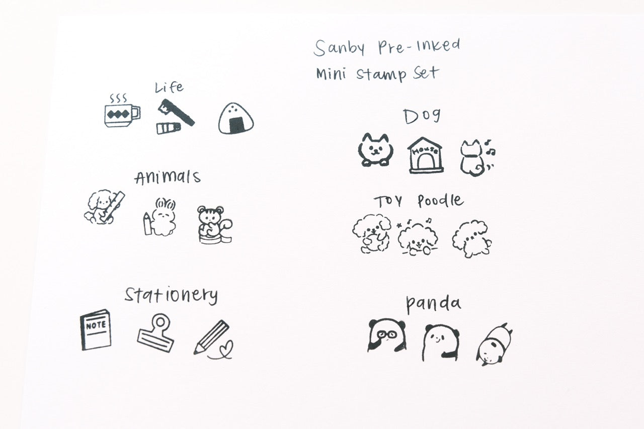 Sanby Pre-Inked Mini Stamp Set - Toy Poodle