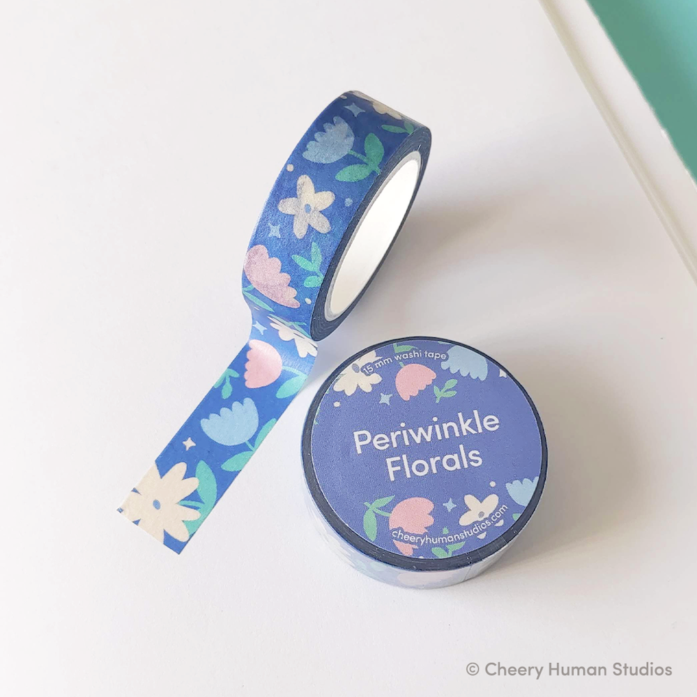 Cheery Human Studios - Periwinkle Florals Washi Tape