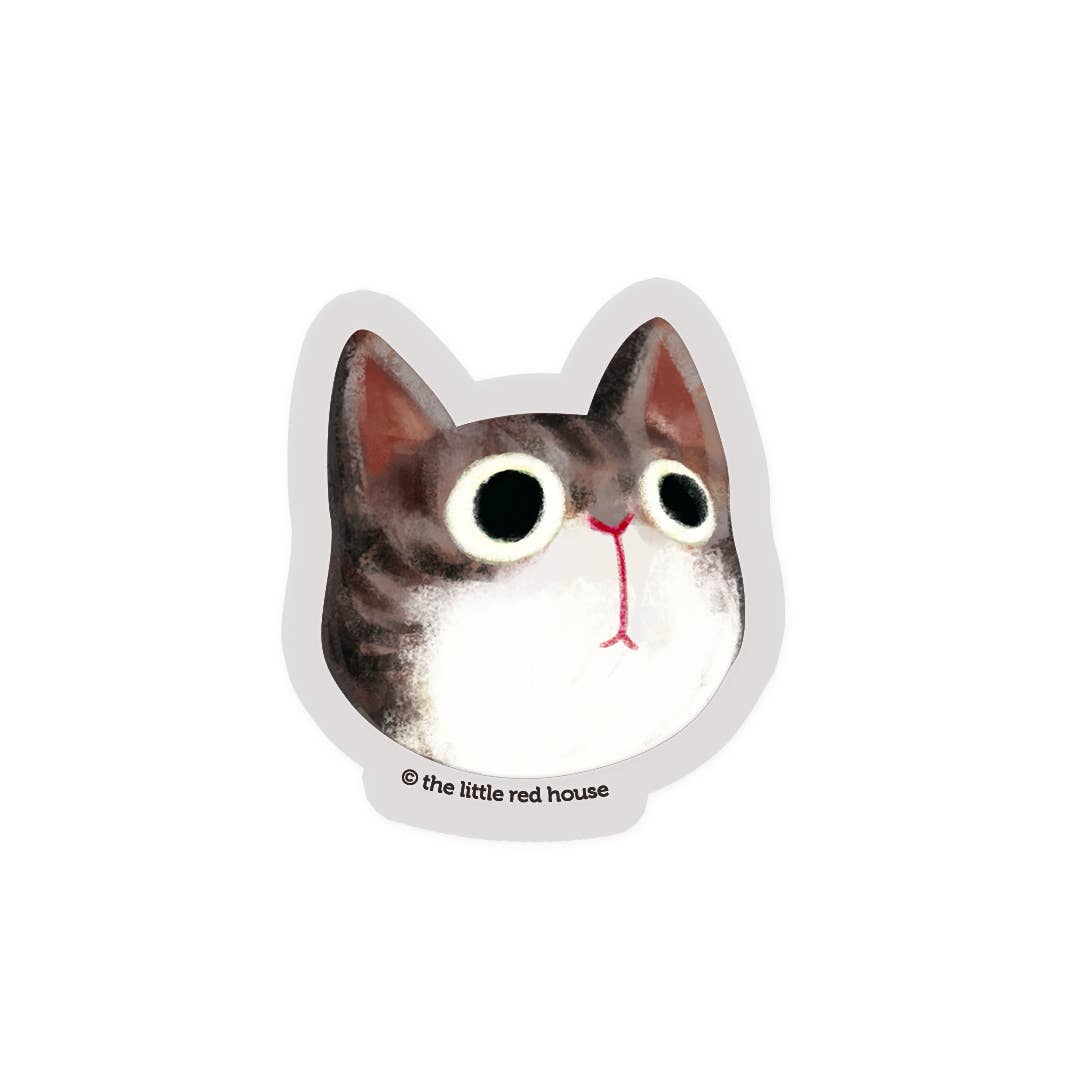 The Little Red House - Grey Tabby Cat Clear Sticker