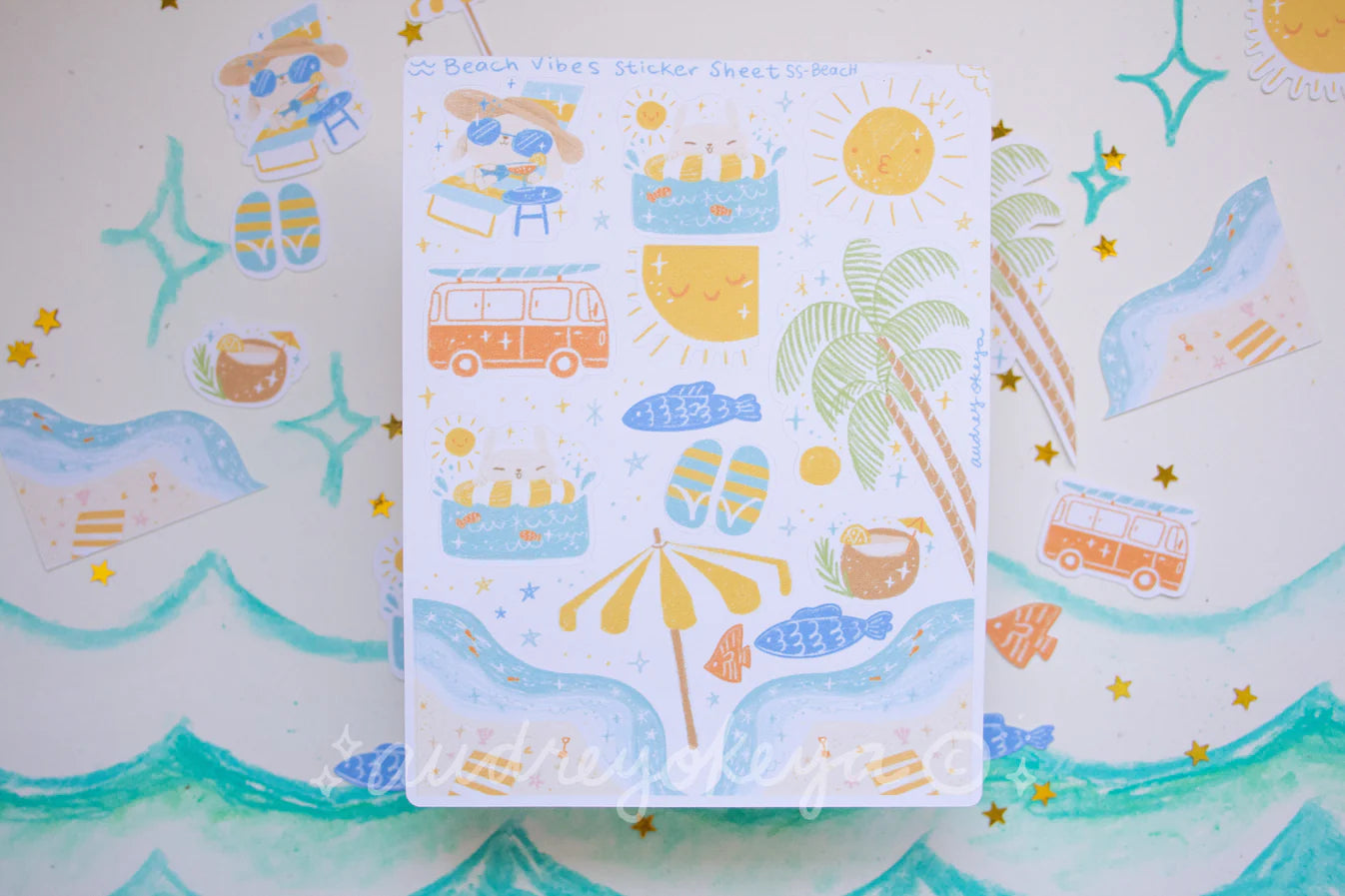 Okeya Stationery Co. - Sticker Sheet - Beach Vibes Summer