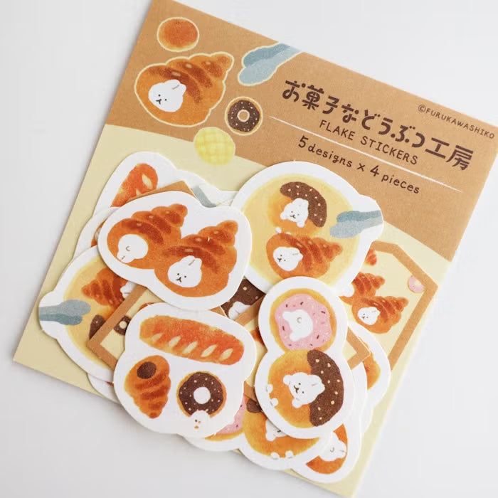 Furukawashiko Washi Flake Stickers - Sweets Animal Workshop Vol. 3 - Bread Rabbit