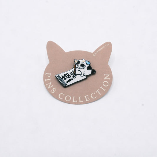 Pottering Cat Enamel Pin -  Calligraphy