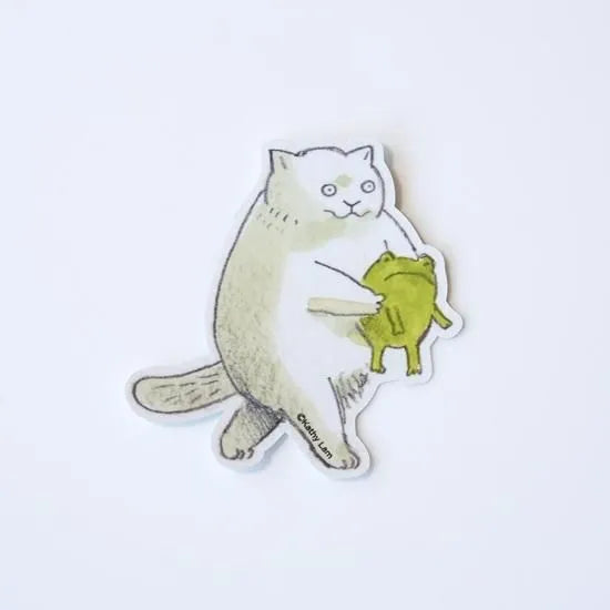 Dawning Crow - Die-Cut Sticker - Cat and Frog