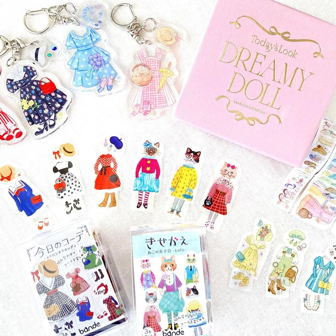 Bande Washi Sticker Roll Set - Kisekae Series - Cat Girls' Night Out