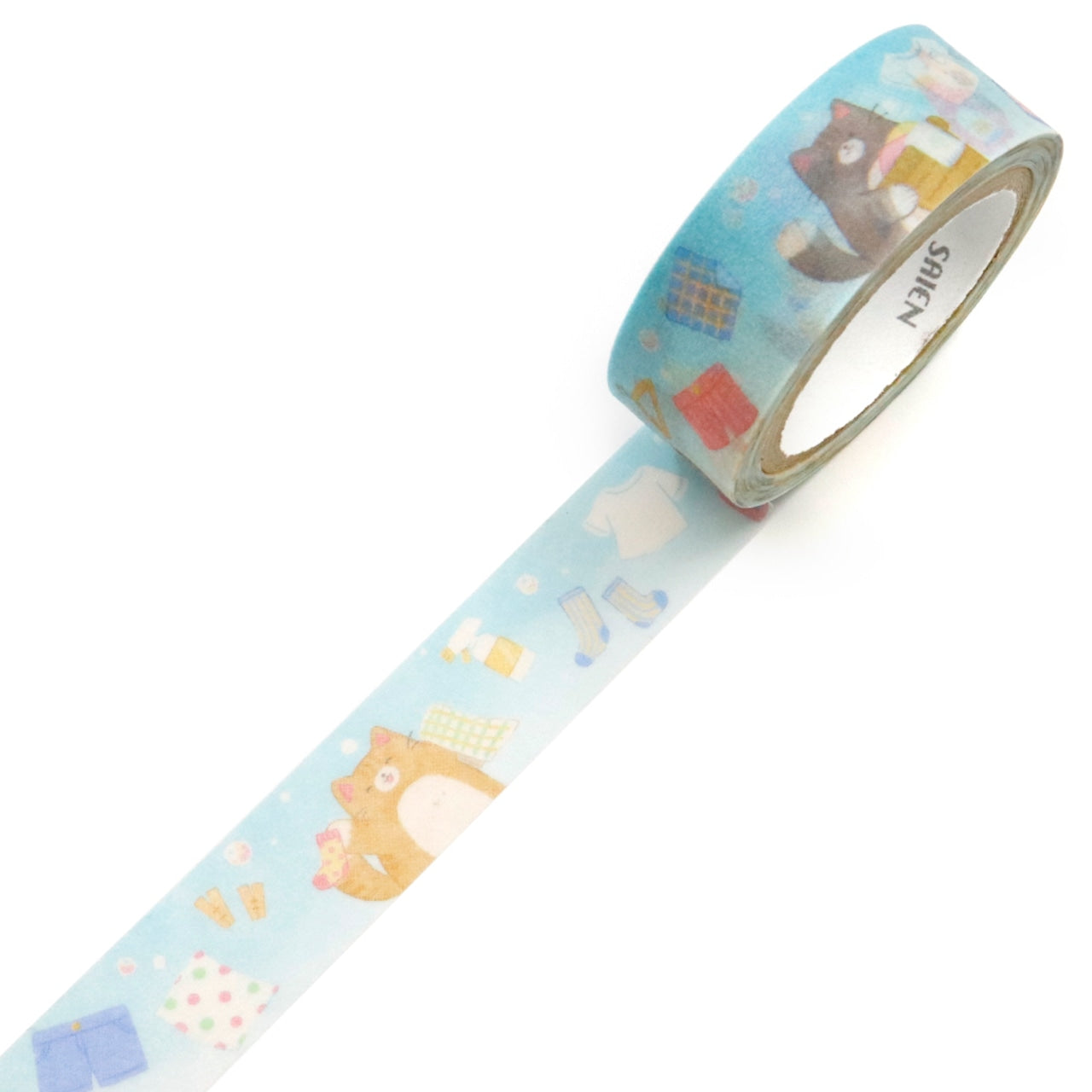 Saien Washi Tape - Cat Laundry