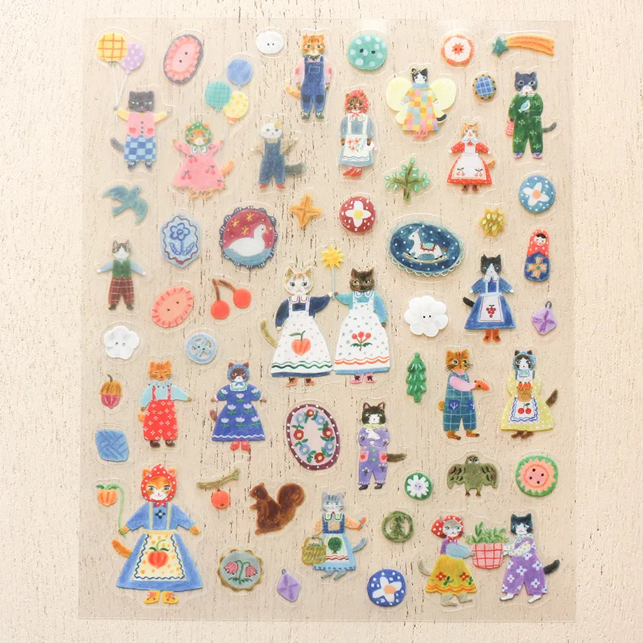 Cozyca x Aiko Fukawa - Sticker Sheet - Cats and Buttons
