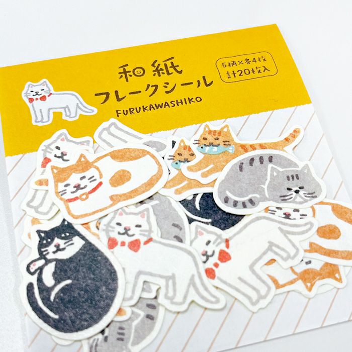 Furukawashiko Washi Flake Stickers - Cat