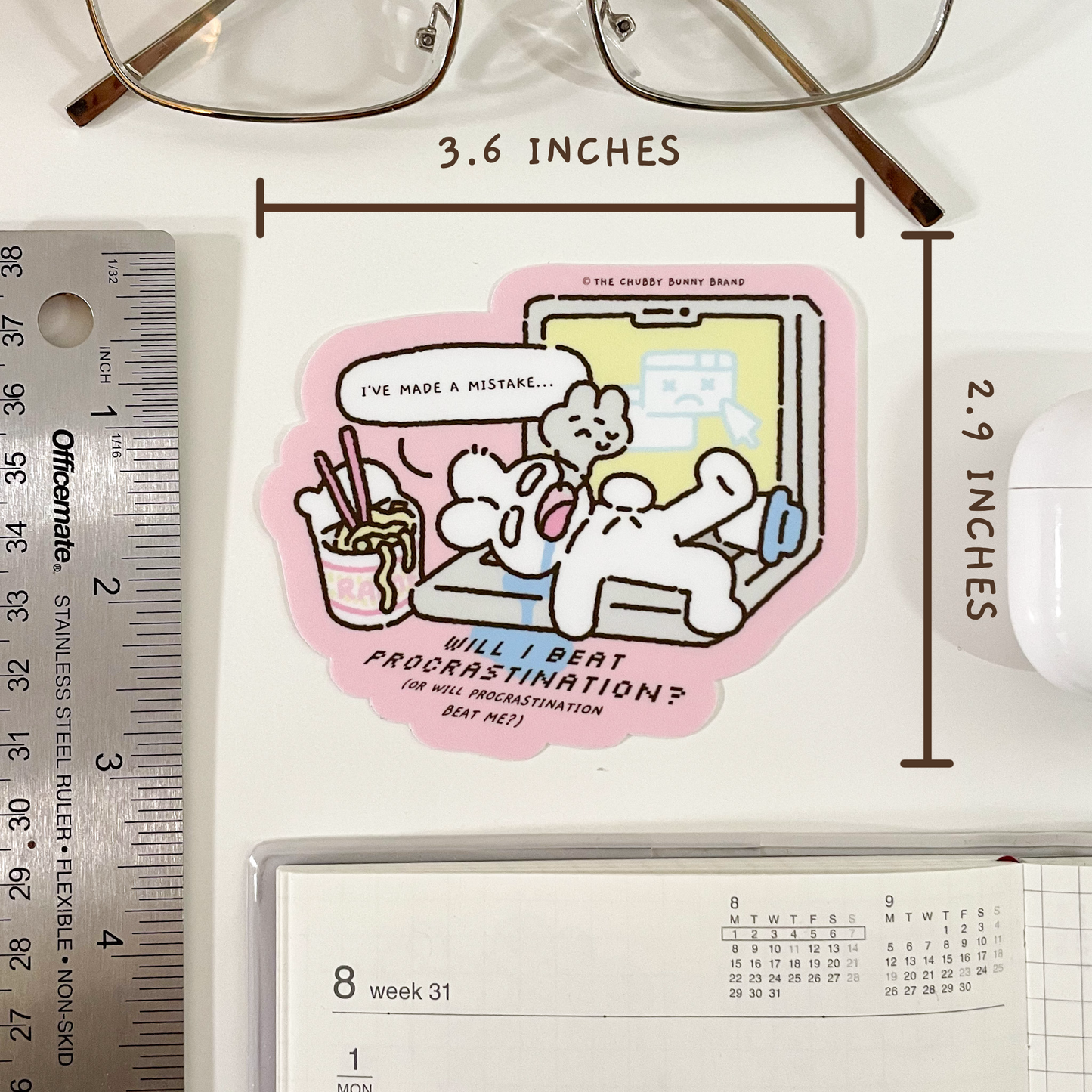 The Chubby Bunny Brand - Will I Beat Procrastination? Vinyl Sticker